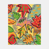 植物性カラフルヴィンテージ記念品 フリースブランケット (正面)