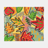 植物性カラフルヴィンテージ記念品 フリースブランケット (正面(横))