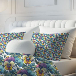 植物性カラフル春パンジー花パターン 枕カバー