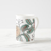 植物性カーネーションカラフルウォーターカラーモノグラム ボーンチャイナマグカップ (正面右)