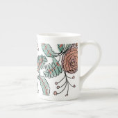 植物性カーネーションカラフルウォーターカラーモノグラム ボーンチャイナマグカップ (右)