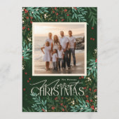 植物性クラシックエレガンスクリスマスグリーンフォト シーズンカード (正面)