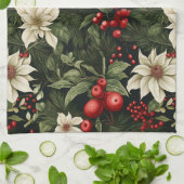 植物性クリスマスパターン キッチンタオル (折り畳み)