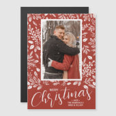 植物性クリスマスフォト素朴磁気カード (正面/裏面)