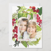 植物性クリスマスホリデーフラットカード 招待状 (正面)