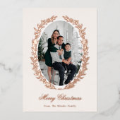 植物性クリスマスリース写真 箔シーズンカード (正面)