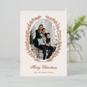 植物性クリスマスリース写真 箔シーズンカード (立ち正面)