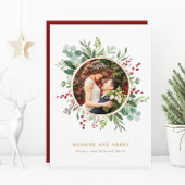 植物性クリスマス結婚した金ゴールドとメリー写真 シーズンカード