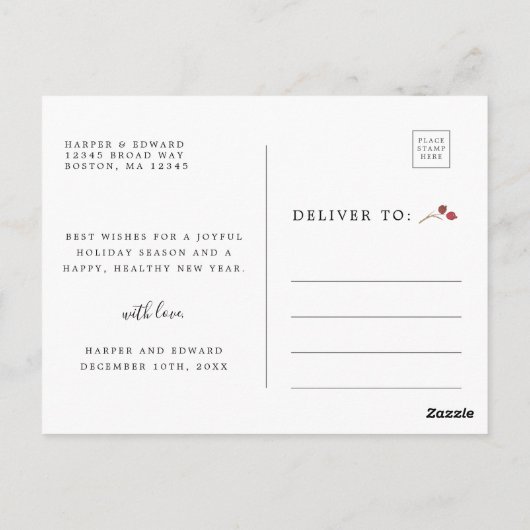 植物性クリスマス結婚した金ゴールドとメリー写真 ポストカード (裏面)