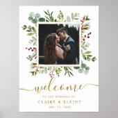 植物性クリスマス結婚金ゴールドの歓迎の写真 ポスター (正面)