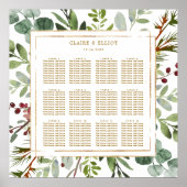 植物性クリスマス金ゴールド結婚のシーティングチャート ポスター (正面)