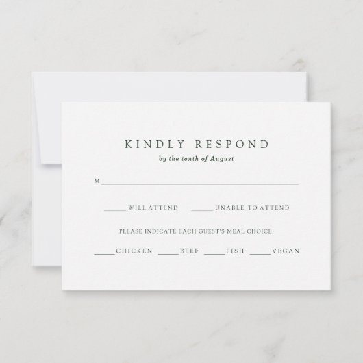 植物性クリスマス |お食事の選択RSVP 出欠カード (正面)