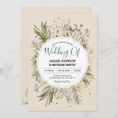 植物性クリームフェイク秋乾結婚花 招待状 (正面/裏面)