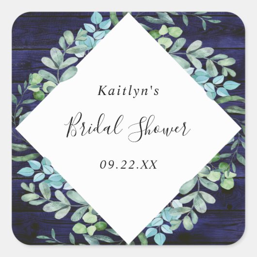 植物性グリーナリーユーカリブライダルシャワー スクエアシール (正面)