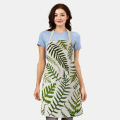 植物性グリーンシダプリントエプロン エプロン (着用した状態)