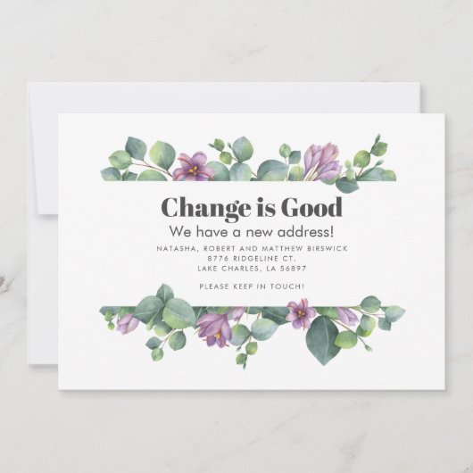 植物性グリーンパープルユーカリプトゥスムービング 案内状 (正面)