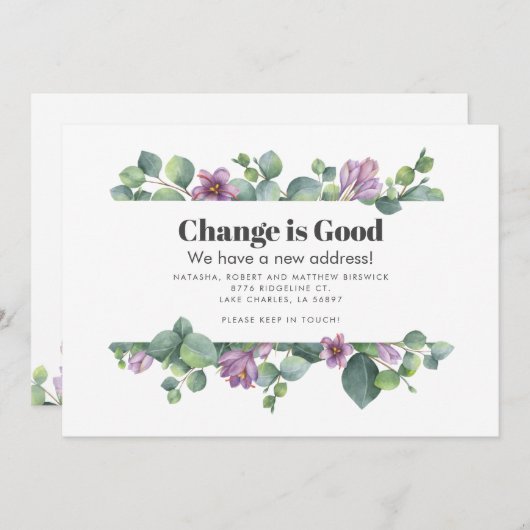 植物性グリーンパープルユーカリプトゥスムービング 案内状 (正面/裏面)