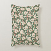 植物性グリーンベージュリリールフローラルパターン アクセントクッション (正面(垂直))