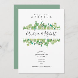 植物性グリーンユーカリプトゥスガーランド結婚ズ 招待状