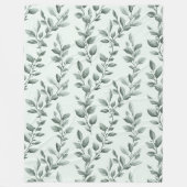 植物性グリーンリーフパターンコージー フリースブランケット (正面)