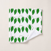 植物性グリーン葉自然グリーンリーパターン バスタオルセット (ウォッシュタオル)