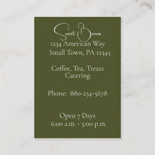 植物性コーヒー豆茎ビジネスカード 名刺 (裏面)