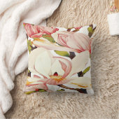 植物性コーラルピンクマグノリア花フローラ芸術 クッション (ブランケット)