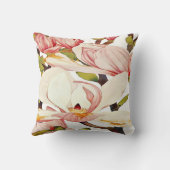 植物性コーラルピンクマグノリア花フローラ芸術 クッション (裏面)
