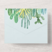 植物性サボテンの水彩植物モダンの結婚数 オールインワン招待状 (裏面)