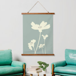 植物性サマーコスモス花のシルエット 吊り下げ型タペストリー