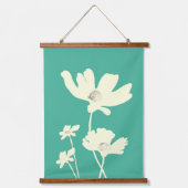 植物性サマーコスモス花のシルエット 吊り下げ型タペストリー (正面)