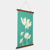 植物性サマーコスモス花のシルエット 吊り下げ型タペストリー (傾斜あり)