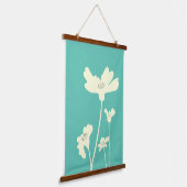 植物性サマーコスモス花のシルエット 吊り下げ型タペストリー (傾斜あり)
