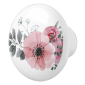 植物性シックなフローラエレガントグレーピンクの花 セラミックノブ (右)