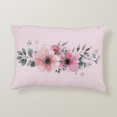植物性シックな赤面ピンクの水色フローラ アクセントクッション (裏面)
