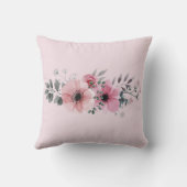 植物性シックな赤面ピンクの水色フローラ クッション (裏面)