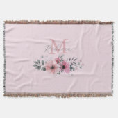 植物性シックな赤面ピンクの水色フローラ スローブランケット (正面)