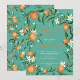 植物性シトラスオレンジのリトルかわいこちゃんティール(緑がかった色) 招待状