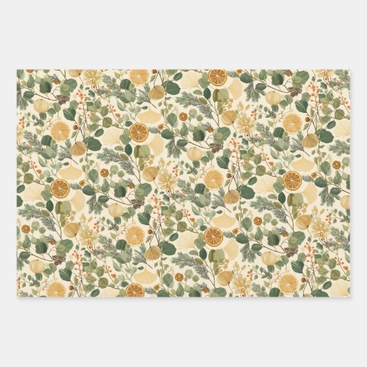 植物性シトラスクリスマス ラッピングペーパーシート (正面3)