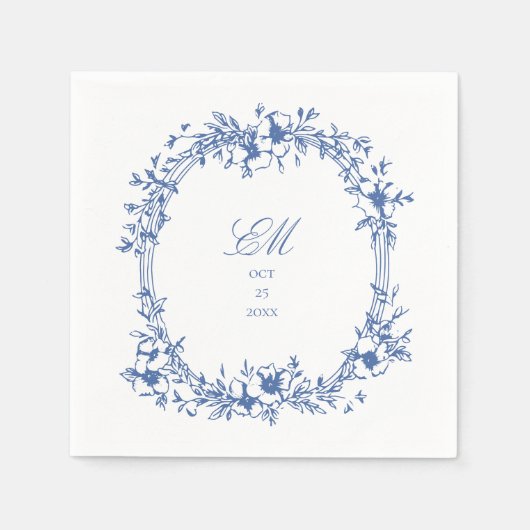 植物性シノワセリーモノグラム結婚クレストロゴ スタンダードカクテルナプキン (正面)