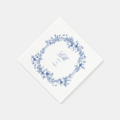 植物性シノワセリーモノグラム結婚クレストロゴ スタンダードカクテルナプキン (角)