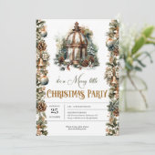 植物性シンプルグリーンリース及び金ゴールドランタン 招待状 (スタンド正面)