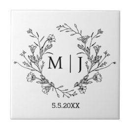 植物性シンプルタイポグラフィモノグラ結婚ム薬 タイル