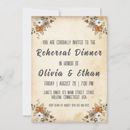 植物性シンプル素朴なリハーサル 招待状 (正面)