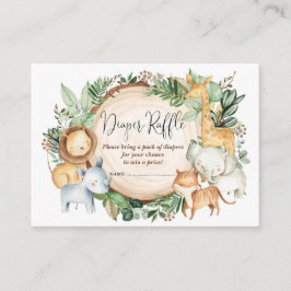 植物性ジャングル動物男の赤ちゃんおむつラッフル エンクロージャーカード