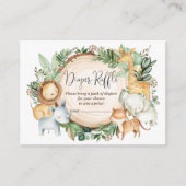 植物性ジャングル動物男の赤ちゃんおむつラッフル エンクロージャーカード (正面)