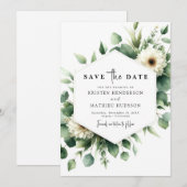 植物性スタイリッシュユーカリ結婚デジタル セーブザデート (正面/裏面)
