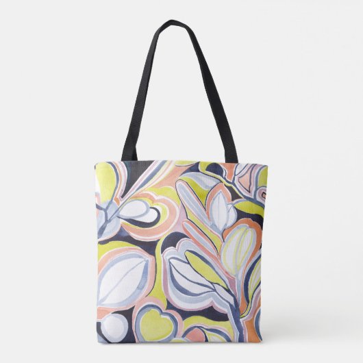 植物性スタイリッシュ水色抽象芸術パターン トートバッグ (裏面)