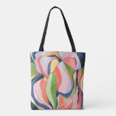 植物性スタイリッシュ水色抽象芸術パターン トートバッグ (裏面)