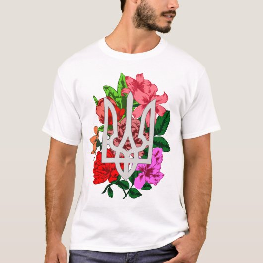 植物性スチルとウクライナのトライデントtryzub tシャツ (正面)